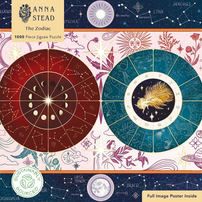 Adult Sustainable Jigsaw Puzzle Anna Stead: The Zodiac: 1000-Pieces. Ethical, Sustainable, Earth-Friendly